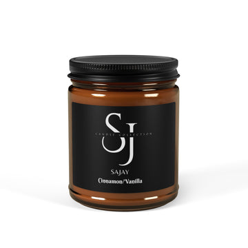 Cinnamo/Vanilla Scented Soy Candle (Multi-Size, Amber Jar)