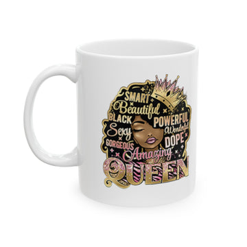 SAJAY AFRO Queen Ceramic Mug, (11oz, 15oz)