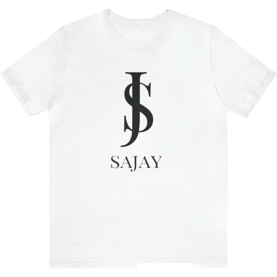 Short Sleeve T Shirt (SAJAY LOGO) White- Black Logo