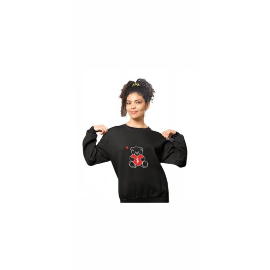 LOVE YOURSELF Teddy Sweat Shirt Black- White/Red Bear)