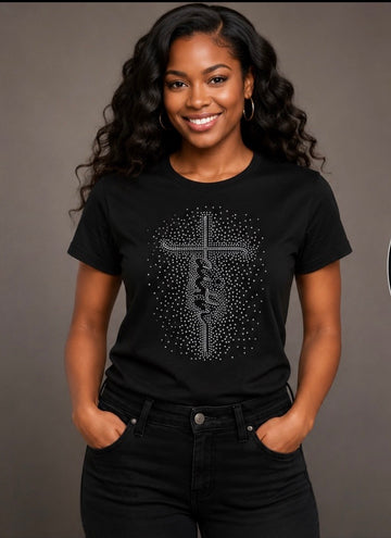 Faith Rhinestone Cross Tee