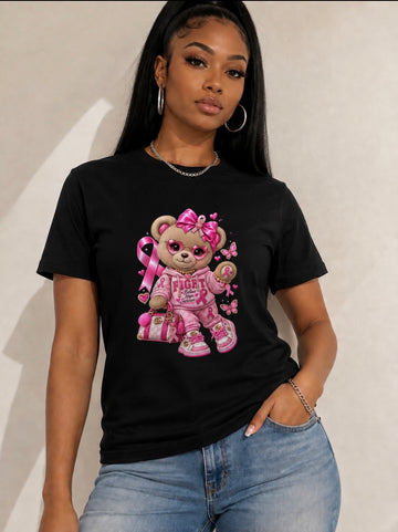 “Lux Breast Cancer Teddy Tee – Fight Believe Hope Survive”