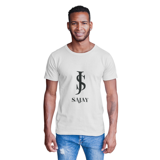 Short Sleeve T Shirt (SAJAY LOGO) White- Black Logo